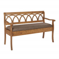 OSP Home Furnishings CVN371-DT Coventry Storage Bench in Distressed Toffee Frame and Latte Seat Cushion